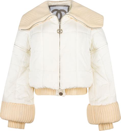 chanel white puffer|chanel leather jacket.